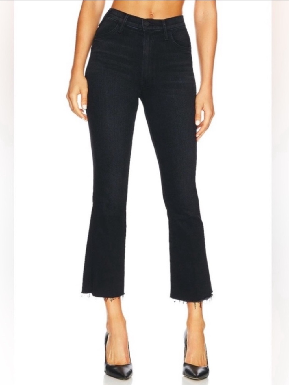 Mother the Hustler Ankle Fray Jeans Encounters at Night Black Size 31